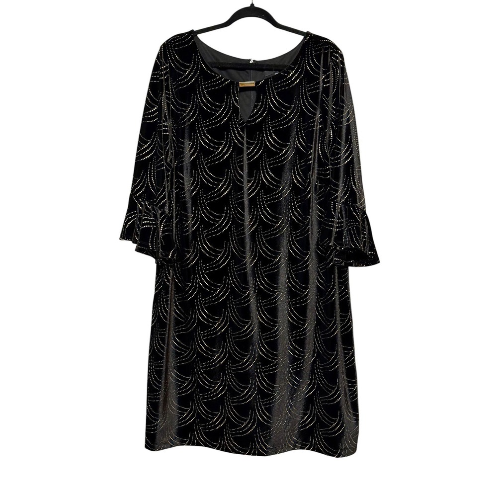 Vintage Studio One New York Velvet Glam Party Dress Women's 20W‎ Art Deco Noir